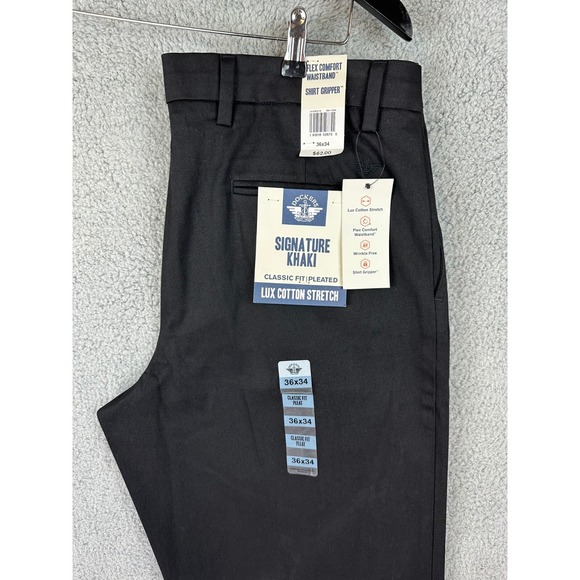 Dockers Signature Pants Mens 36x34 Relaxed Fit Stain Defender Felx Black New